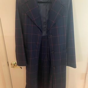 Banana Republic Navy Plaid Long Coat